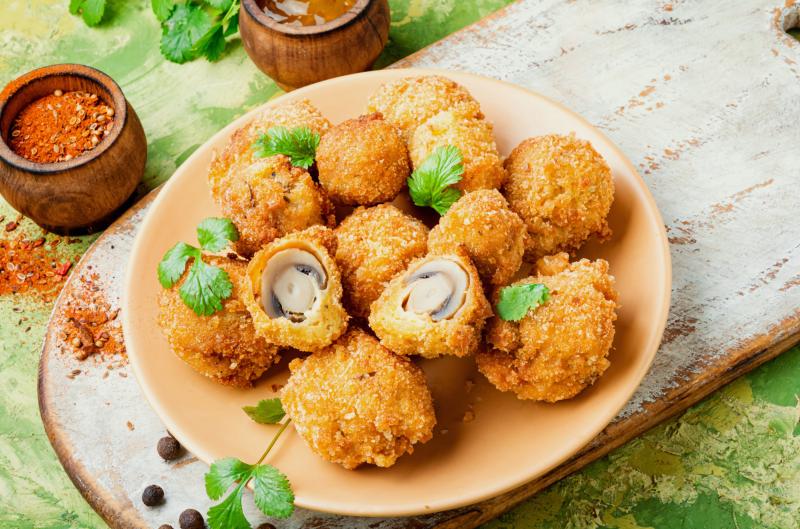 Recept na smažené žampiony v panko strouhance a s dipem, který si zamilujete