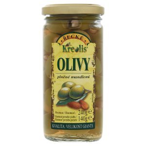 Kreolis Řecké olivy plněné mandlemi 240g Kreolis Řecké olivy plněné mandlemi 240g