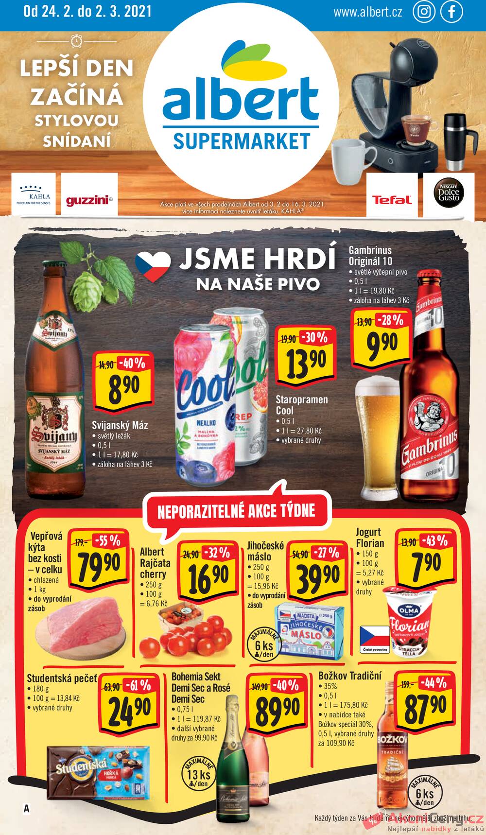 Leták Albert - Albert Supermarket od 24.2. do 2.3.2021 - strana 1 Leták Albert - Albert Supermarket od 24.2. do 2.3.2021 - strana 1