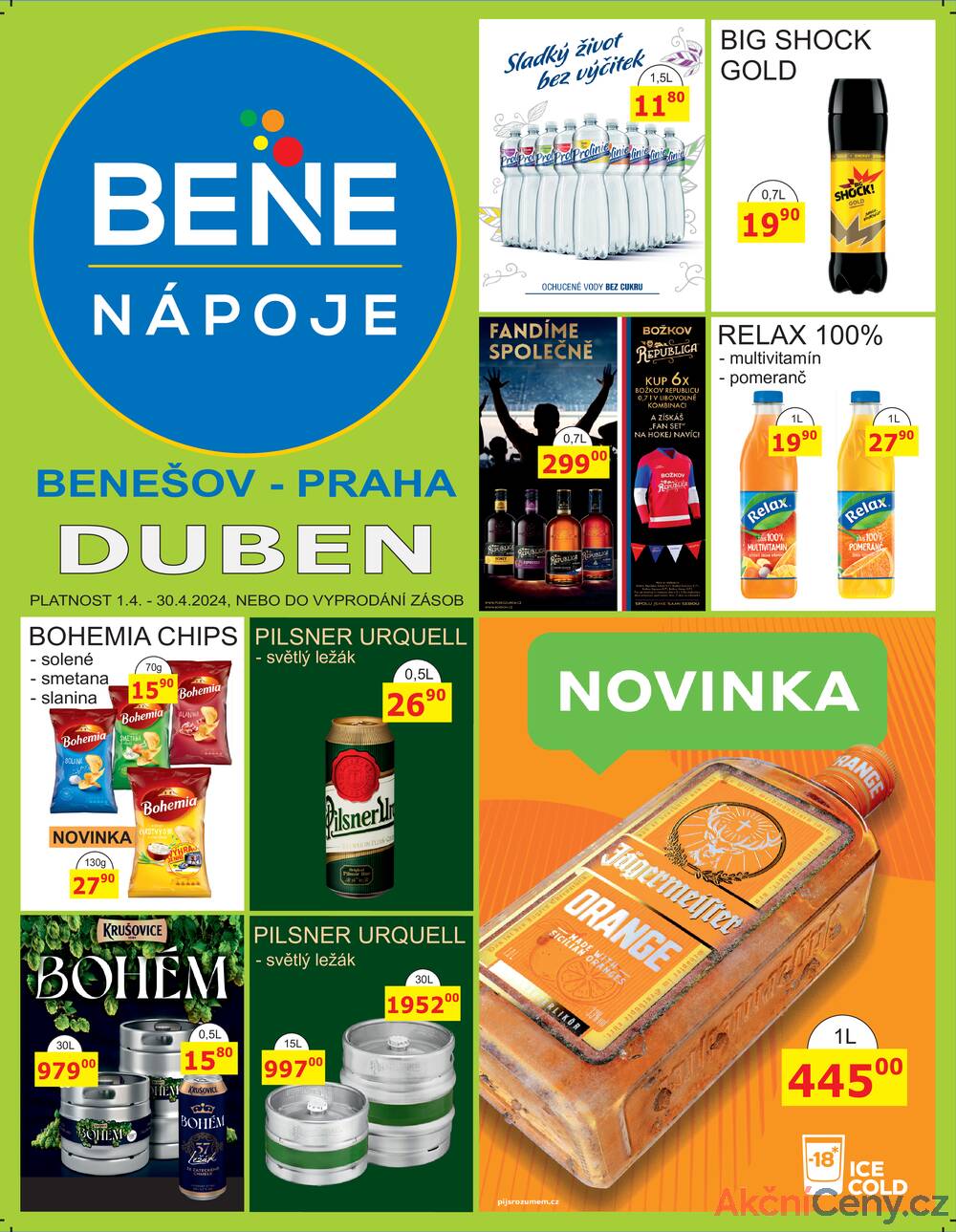 Leták BENE NÁPOJE - BENE Nápoje od 1.4. do 30.4.2024 - strana 1