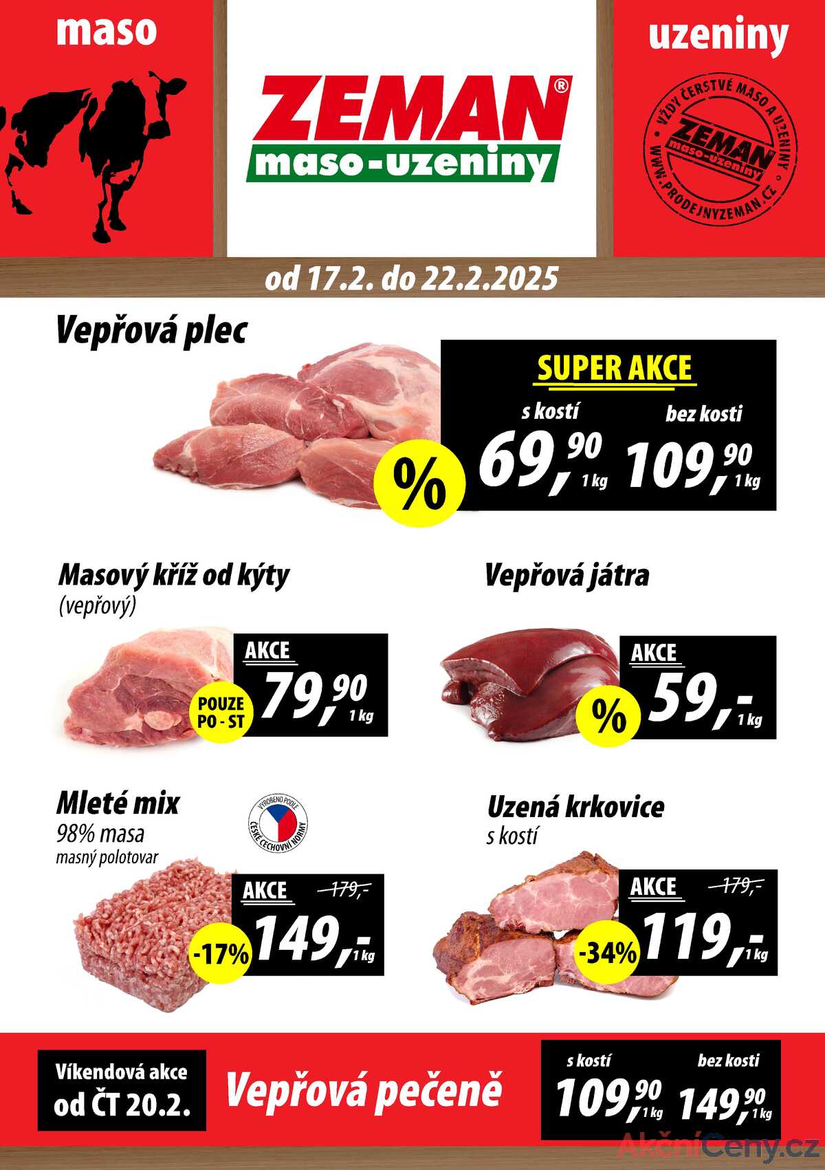 ZEMAN maso-uzeniny akční leták pro vybrané prodejny první skupiny od 17.2. do 23.2.2025 strana 1