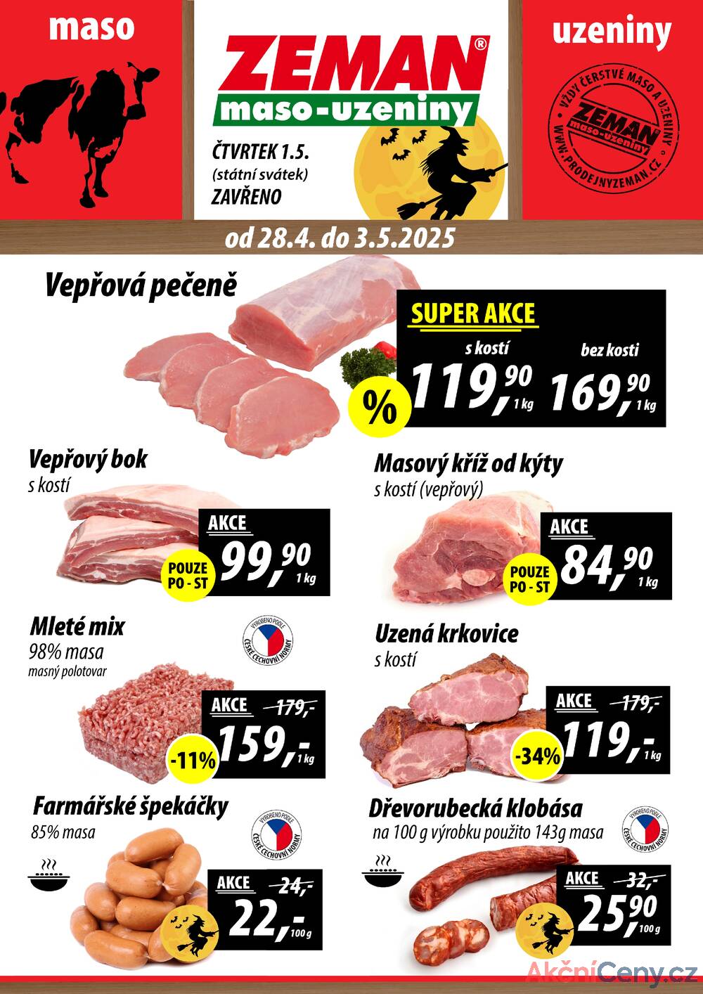 Leták ZEMAN maso-uzeniny - ZEMAN maso-uzeniny akční leták pro vybrané prodejny první skupiny od 28.4. do 3.5.2025 - strana 1