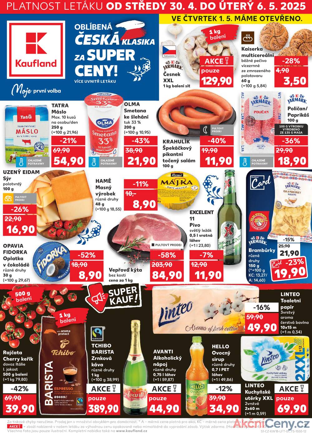 Leták Kaufland - Kaufland 30.4. - 6.5. - Kaufland - Čáslav - strana 1