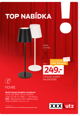 XXXLutz Stolní lampa na baterie 5.5. - 18.5.