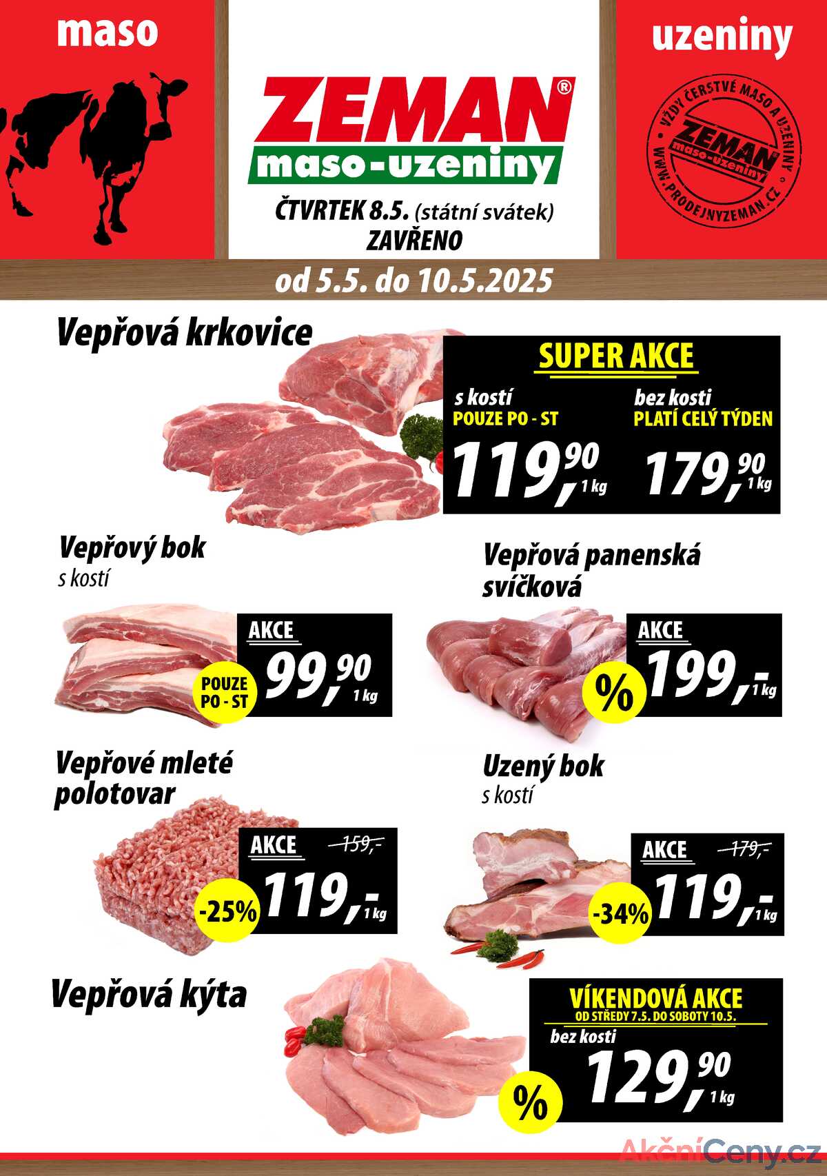 ZEMAN maso-uzeniny akční leták pro vybrané prodejny první skupiny od 5.5. do 10.5.2025 strana 1