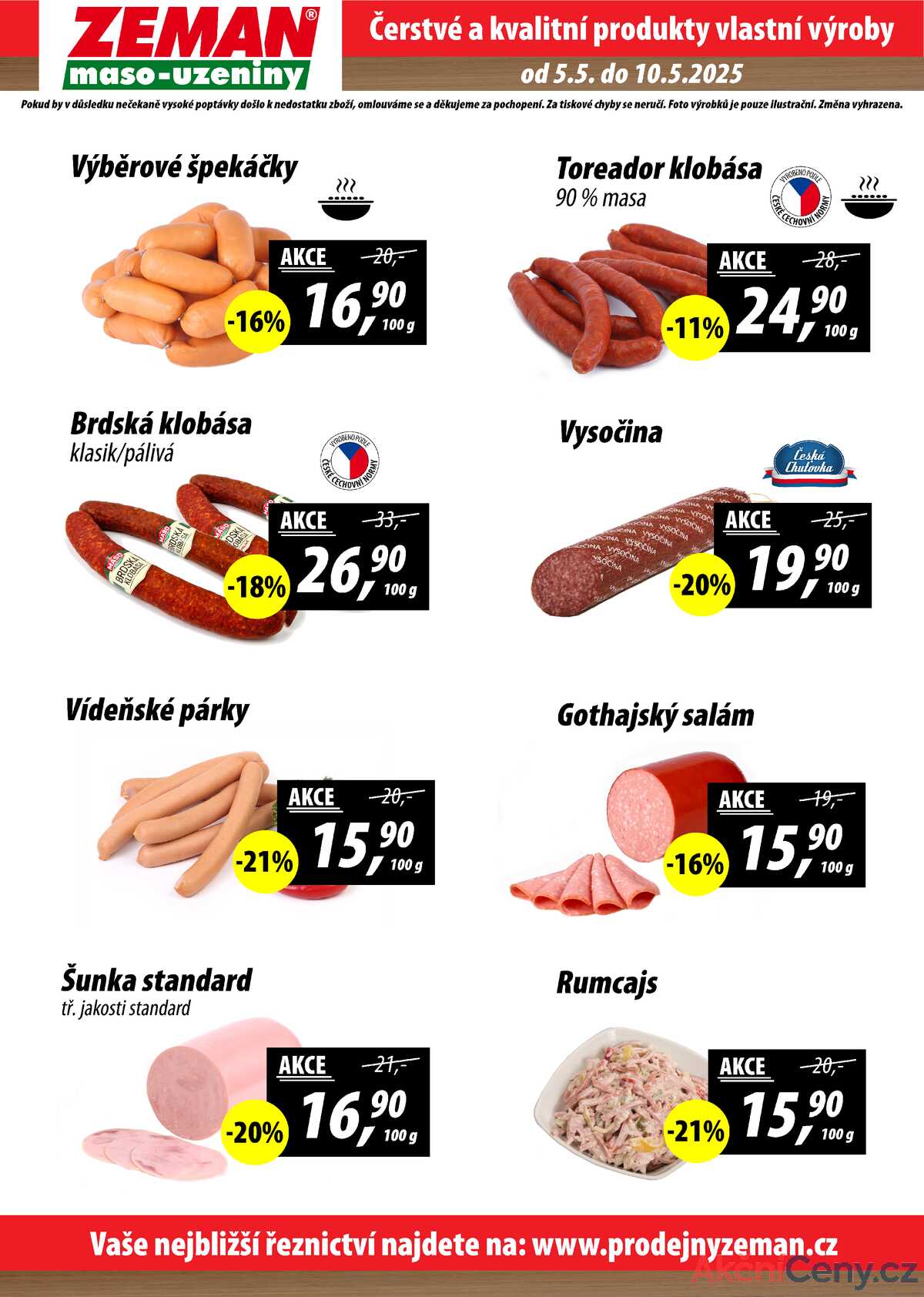 ZEMAN maso-uzeniny akční leták pro vybrané prodejny první skupiny od 5.5. do 10.5.2025 strana 2