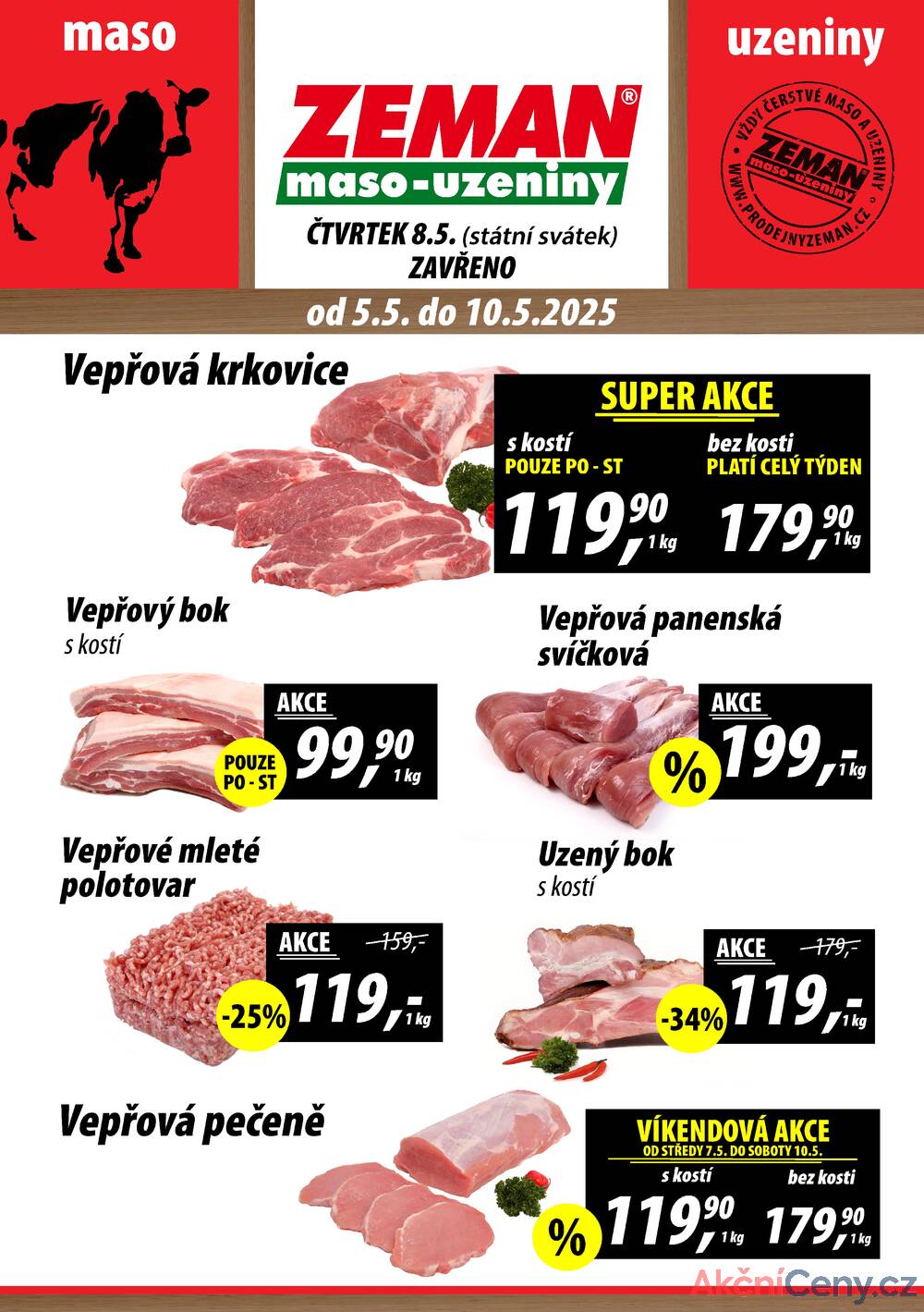 Leták ZEMAN maso-uzeniny - ZEMAN maso-uzeniny akční leták pro vybrané prodejny druhé skupiny od 5.5. do 10.5.2025 - strana 1 Leták ZEMAN maso-uzeniny - ZEMAN maso-uzeniny akční leták pro vybrané prodejny druhé skupiny od 5.5. do 10.5.2025 - strana 1