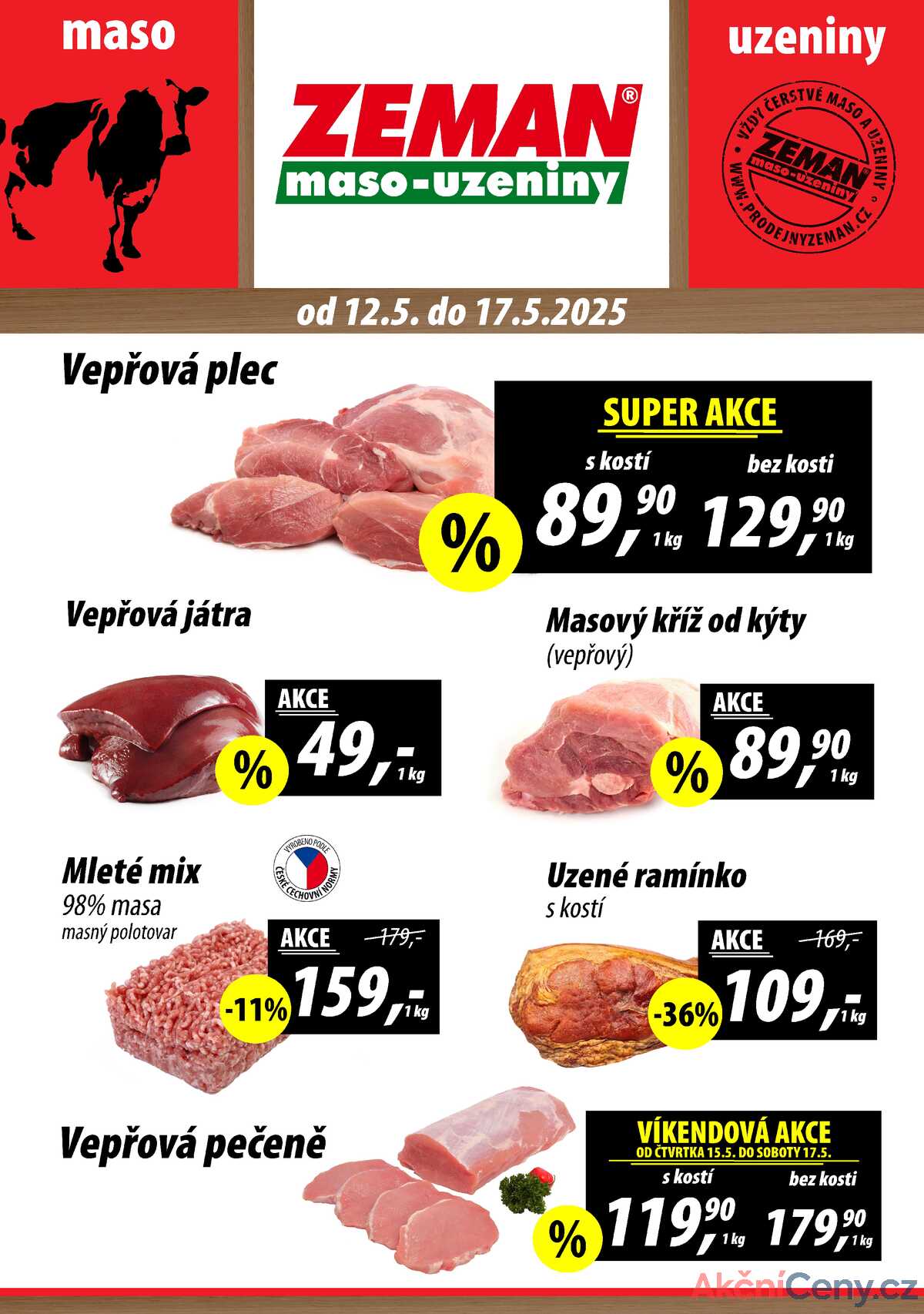 ZEMAN maso-uzeniny akční leták pro vybrané prodejny první skupiny od 12.5. do 17.5.2025 strana 1