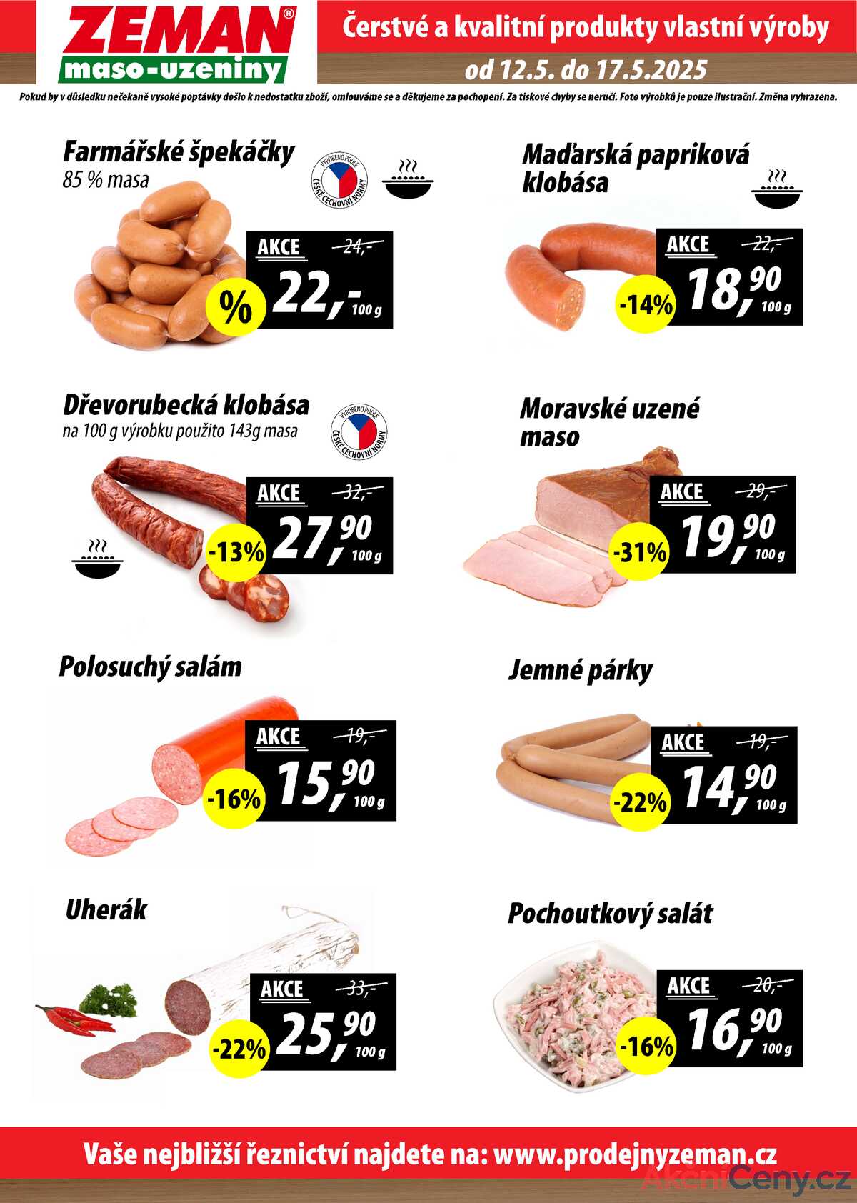 ZEMAN maso-uzeniny akční leták pro vybrané prodejny první skupiny od 12.5. do 17.5.2025 strana 2
