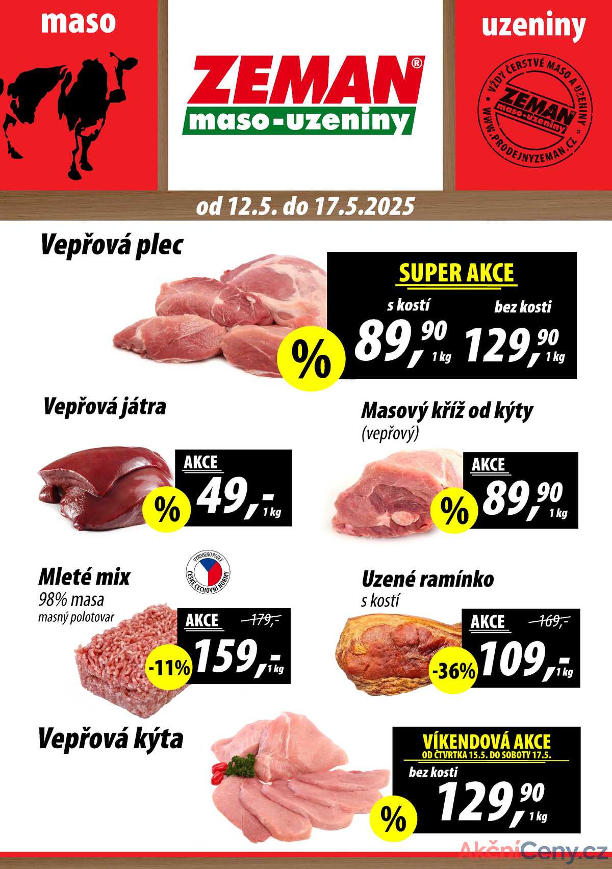 ZEMAN maso-uzeniny akční leták pro vybrané prodejny druhé skupiny od 12.5. do 17.5.2025 strana 1