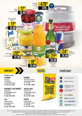 JIP Cash & Carry Jilemnice, Pardubice, Ostrava, Karlovy Vary, Olomouc a Zlín od 14.5. do 20.5.2025