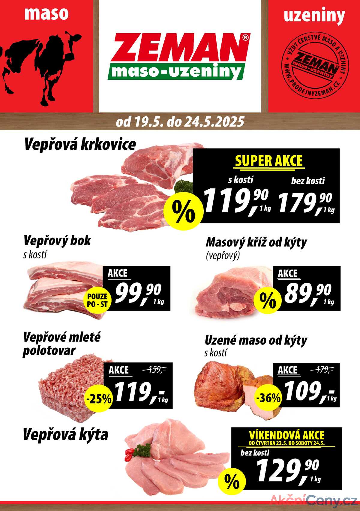 ZEMAN maso-uzeniny akční leták pro vybrané prodejny první skupiny od 19.5. do 24.5.2025 strana 1