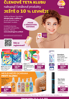 Teta drogerie Klub  od 22.5. do 3.6.2025