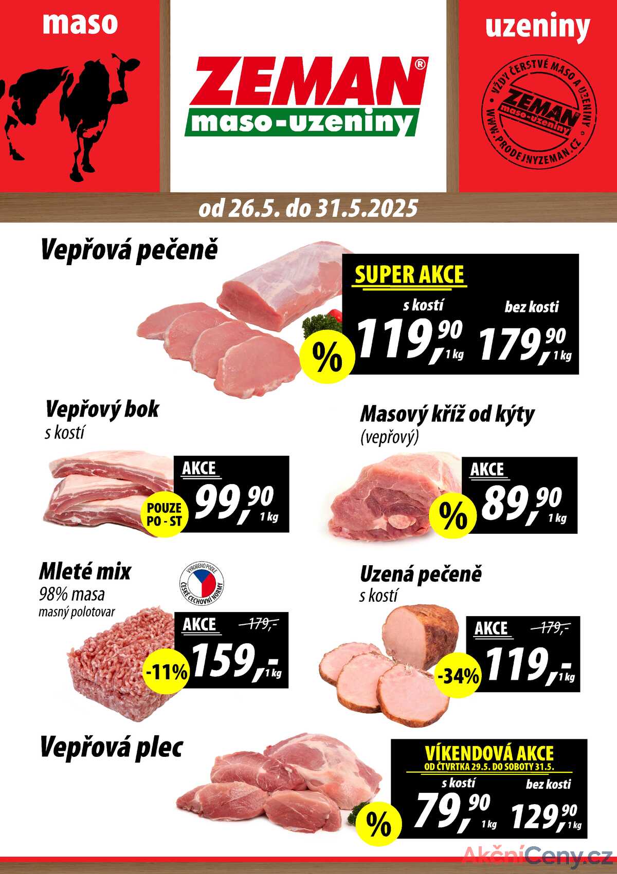 ZEMAN maso-uzeniny akční leták pro vybrané prodejny první skupiny od 26.5. do 31.5.2025 strana 1