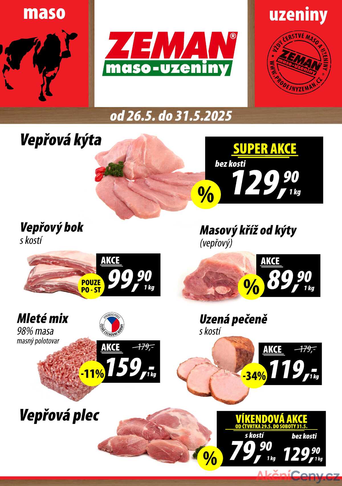ZEMAN maso-uzeniny akční leták pro vybrané prodejny druhé skupiny od 26.5. do 31.5.2025 strana 1