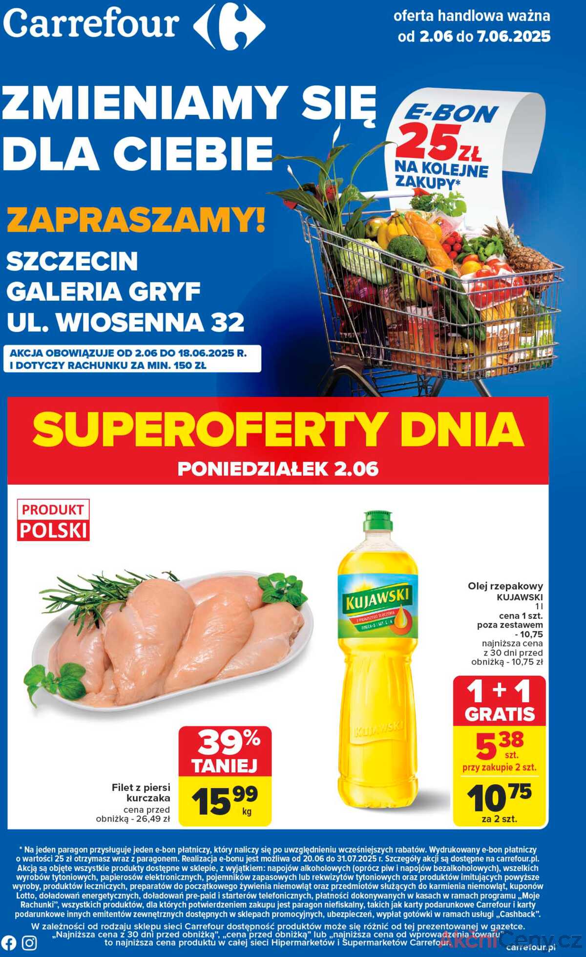 Leták Carrefour Polsko 2.6.-7.6.2025 - Měníme pro vás Szczecin GRYF Gallery strana 1