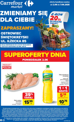 Leták Carrefour Polsko 2.6.-7.6.2025 - Změníme pro vás Ostrowiec Świętokrzyski