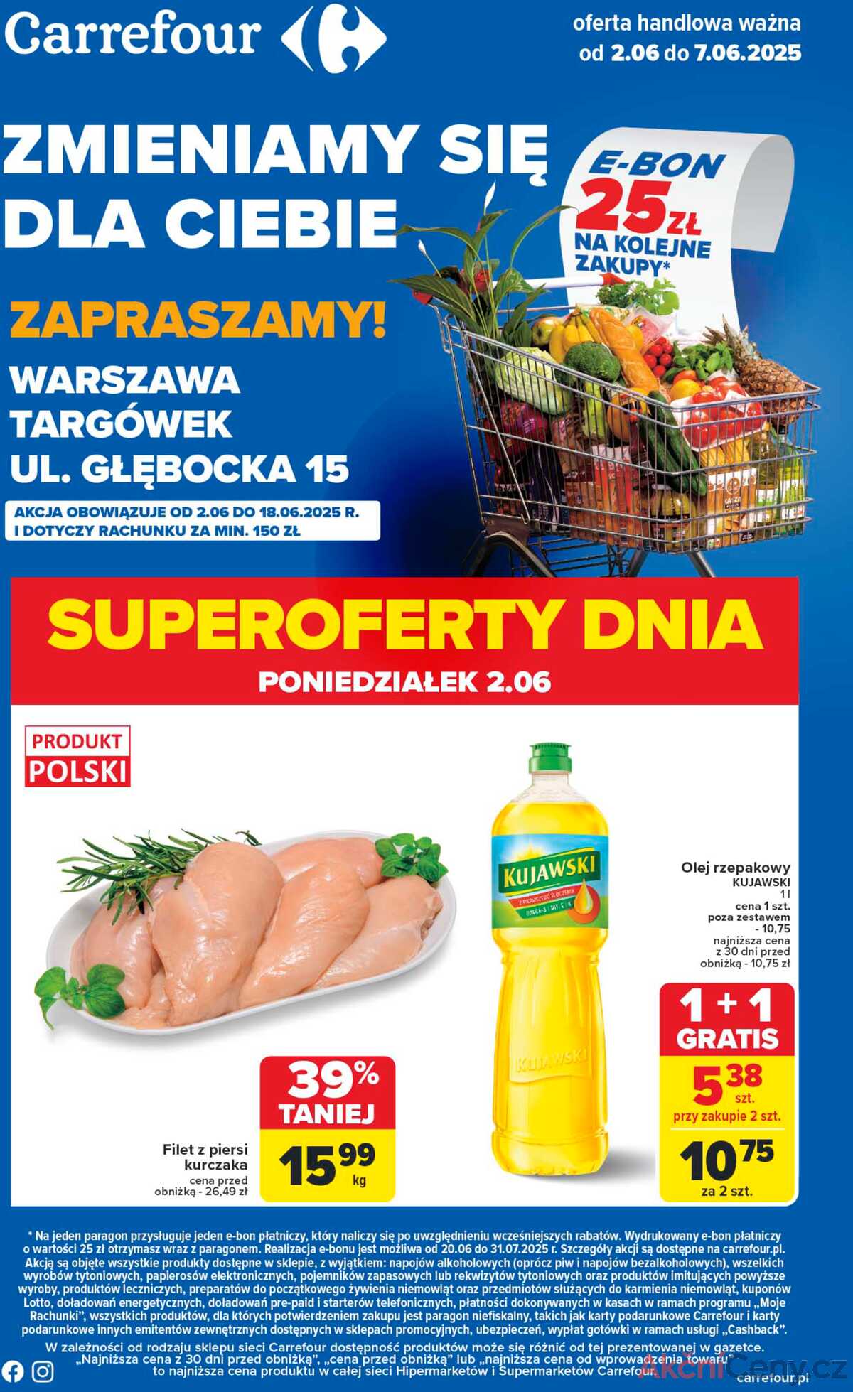 Leták Carrefour Polsko 2.6.-7.6.2025 - Změníme pro vás Varšava Targówek strana 1