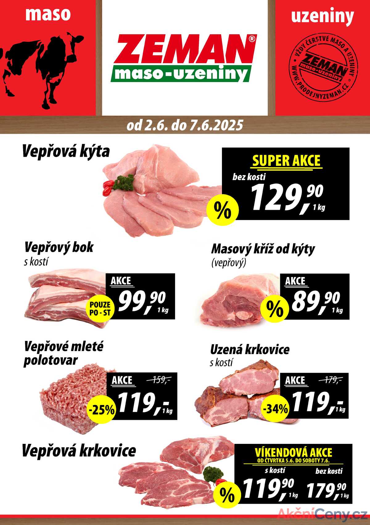 ZEMAN maso-uzeniny akční leták pro vybrané prodejny první skupiny od 2.6. do 7.6.2025 strana 1