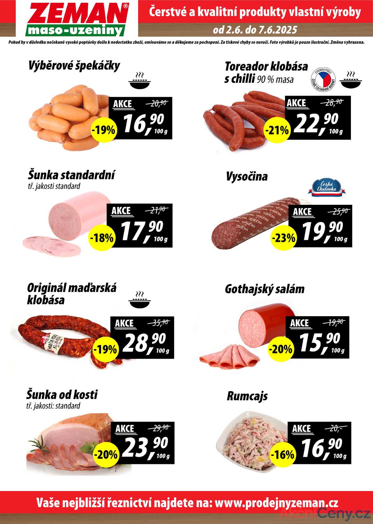 ZEMAN maso-uzeniny akční leták pro vybrané prodejny první skupiny od 2.6. do 7.6.2025 strana 2