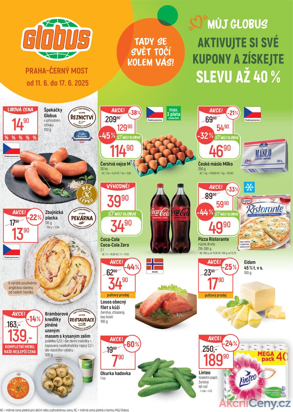 Leták Globus - Akční leták Globus 11.6. - 17.6.2025 - Globus Praha - Centrum Černý Most - strana 1