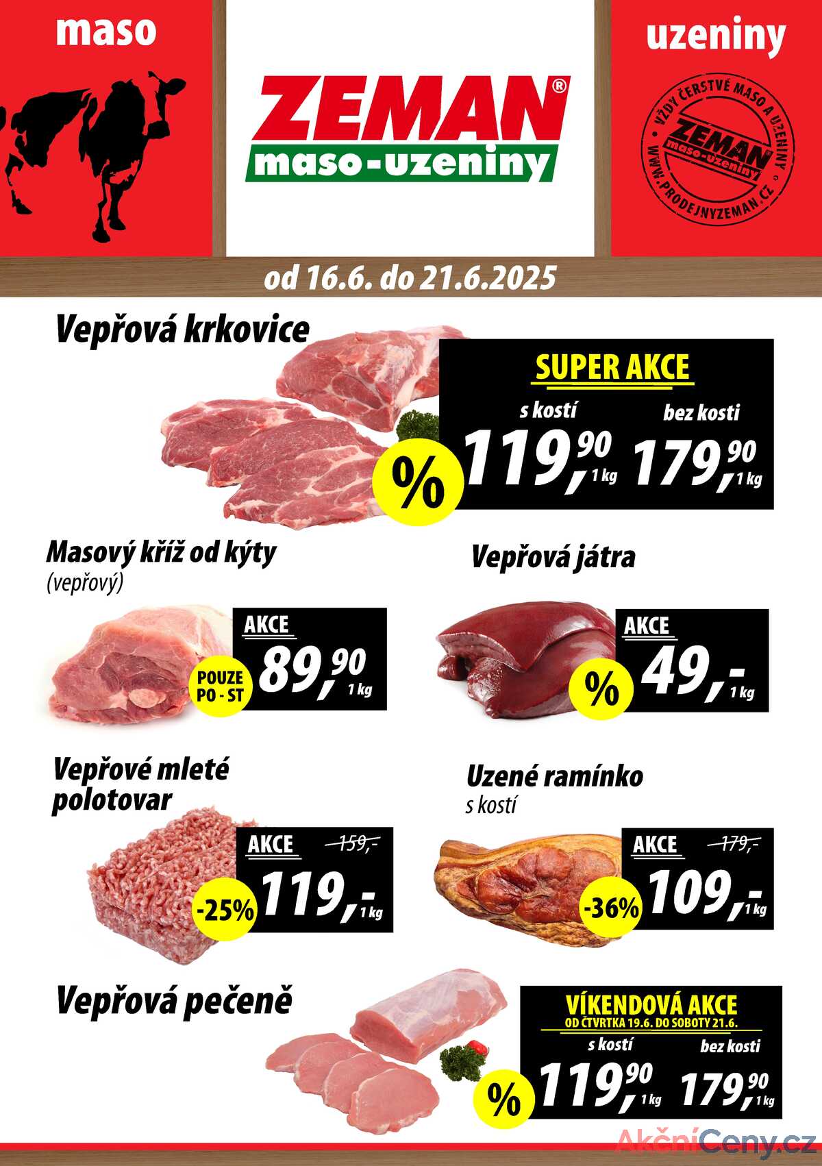 ZEMAN maso-uzeniny akční leták pro vybrané prodejny druhé skupiny od 16.6. do 21.6.2025 strana 1