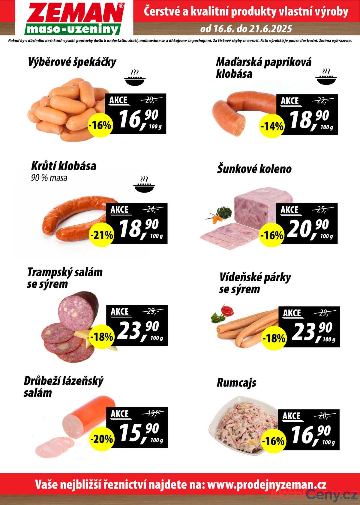 ZEMAN maso-uzeniny akční leták pro vybrané prodejny druhé skupiny od 16.6. do 21.6.2025 strana 2