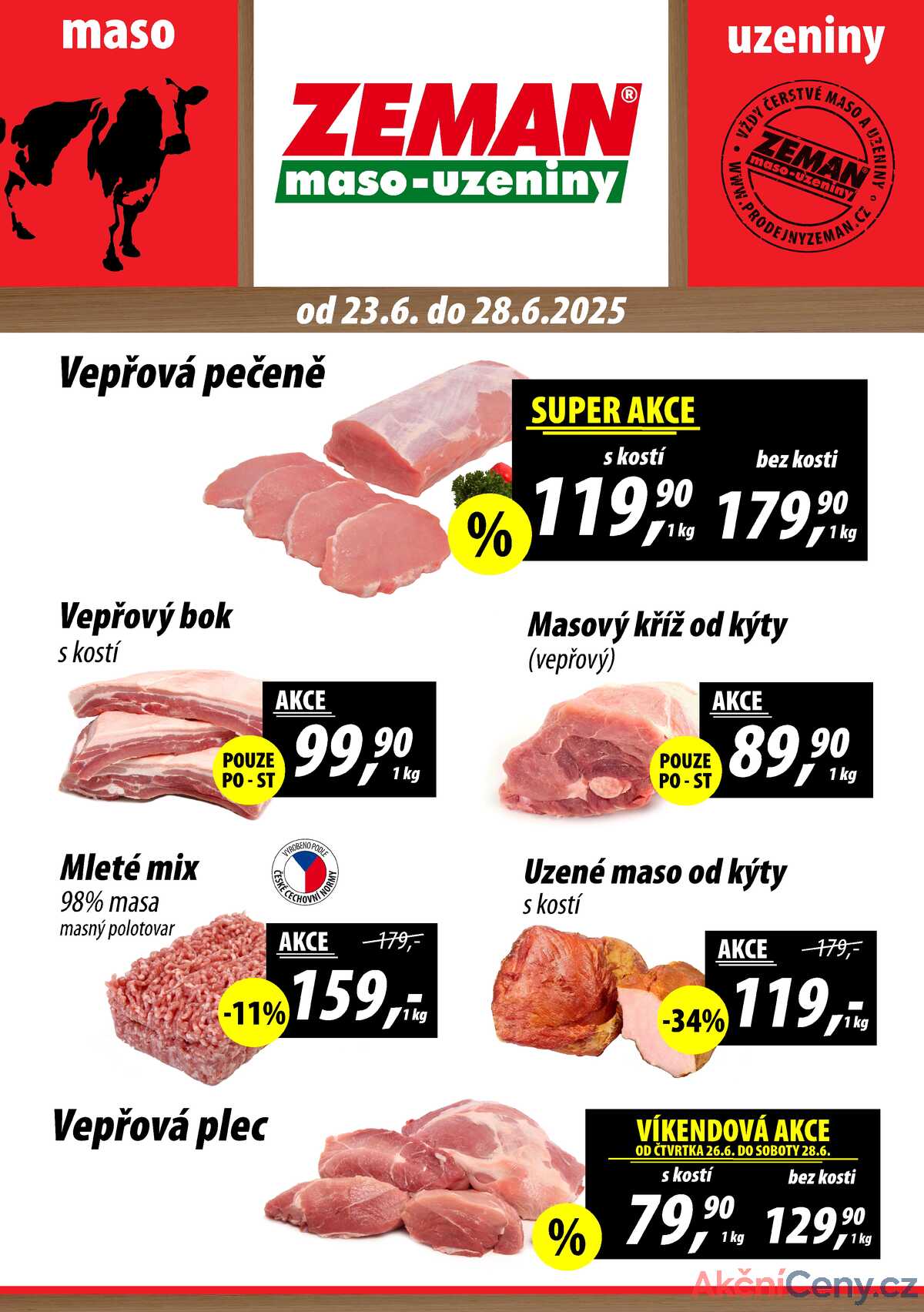 ZEMAN maso-uzeniny akční leták pro vybrané prodejny první skupiny od 23.6. do 28.6.2025 strana 1