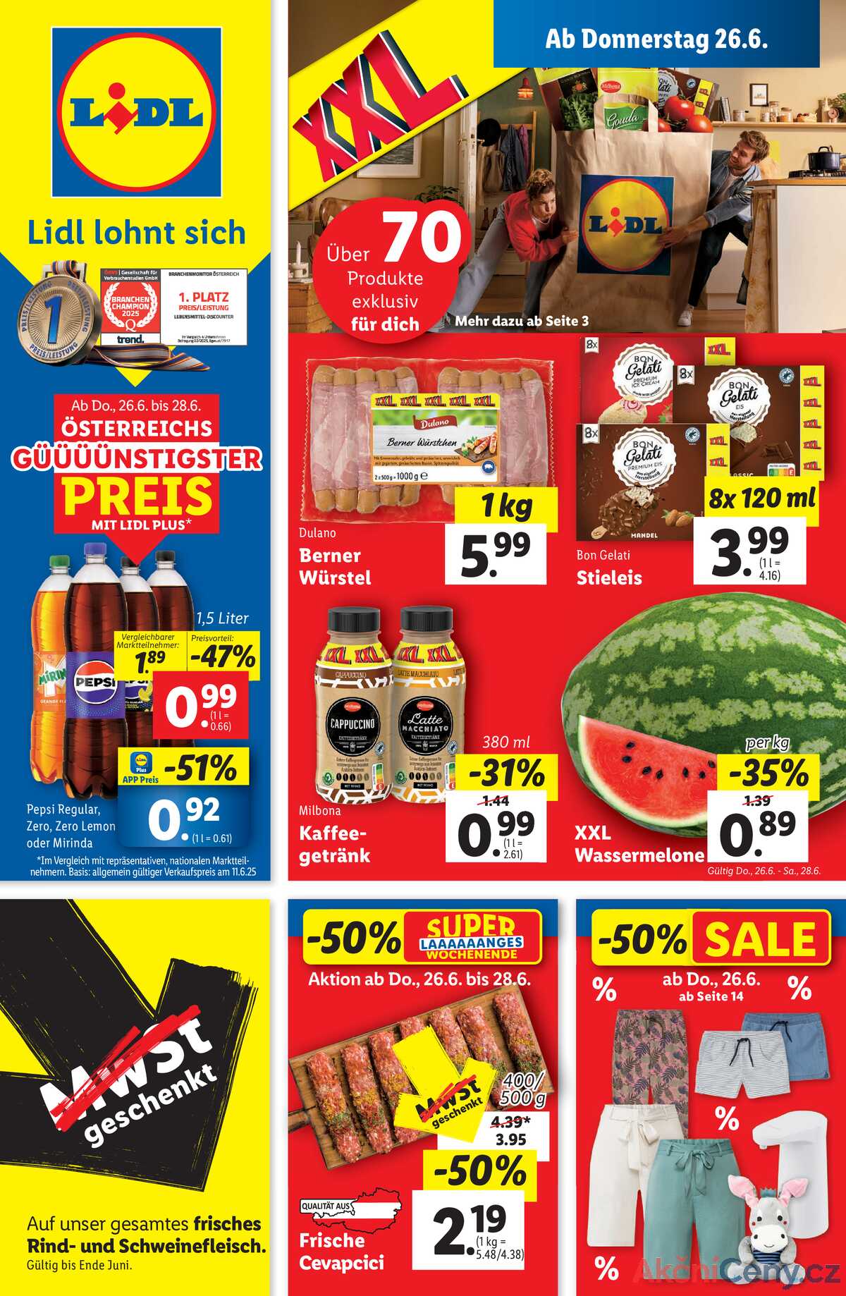 Leták Lidl Rakousko 26.6.-2.7.2025 strana 1