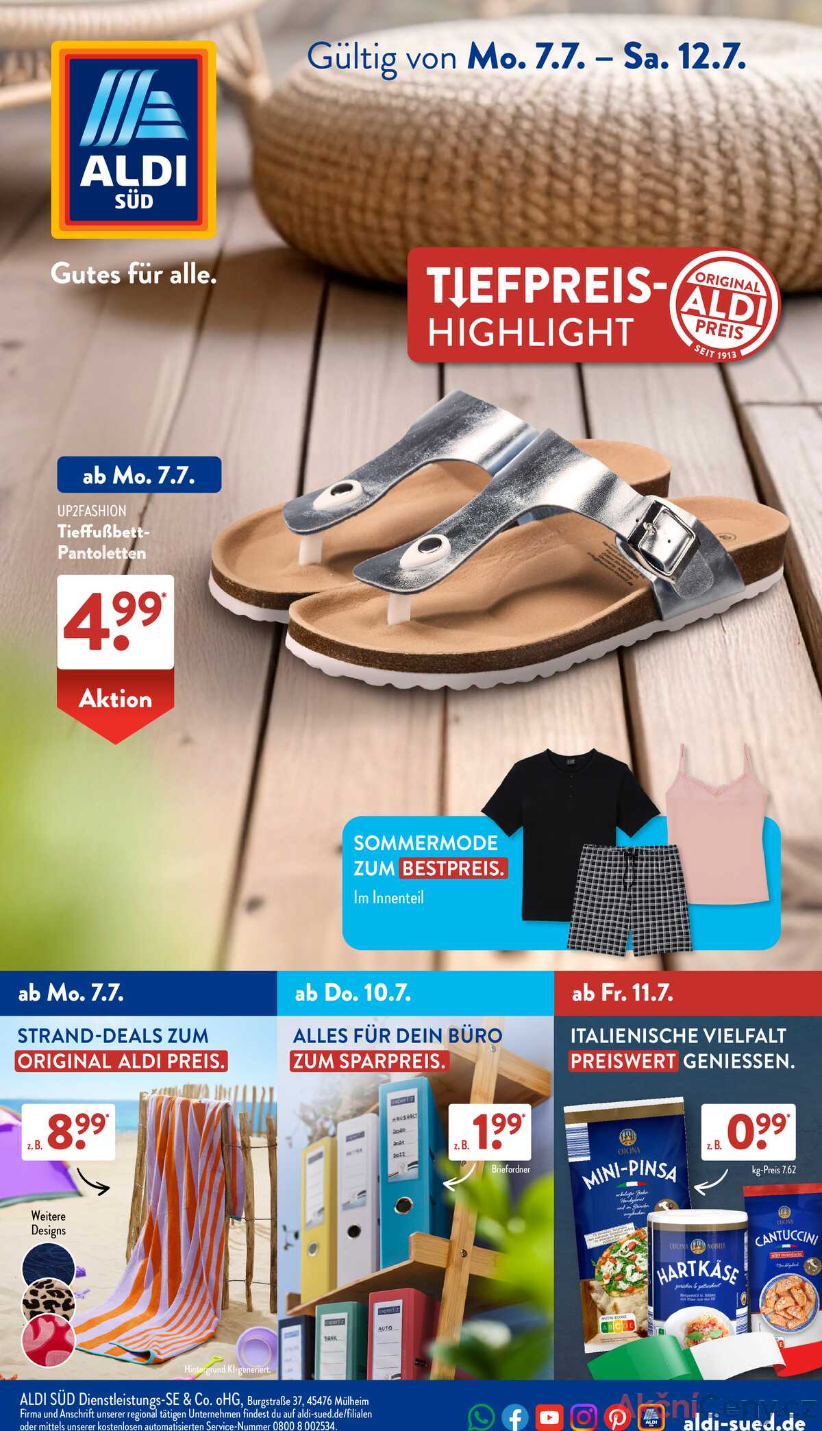 Leták ALDI SÜD Německo 7.7.-13.7.2025 strana 1