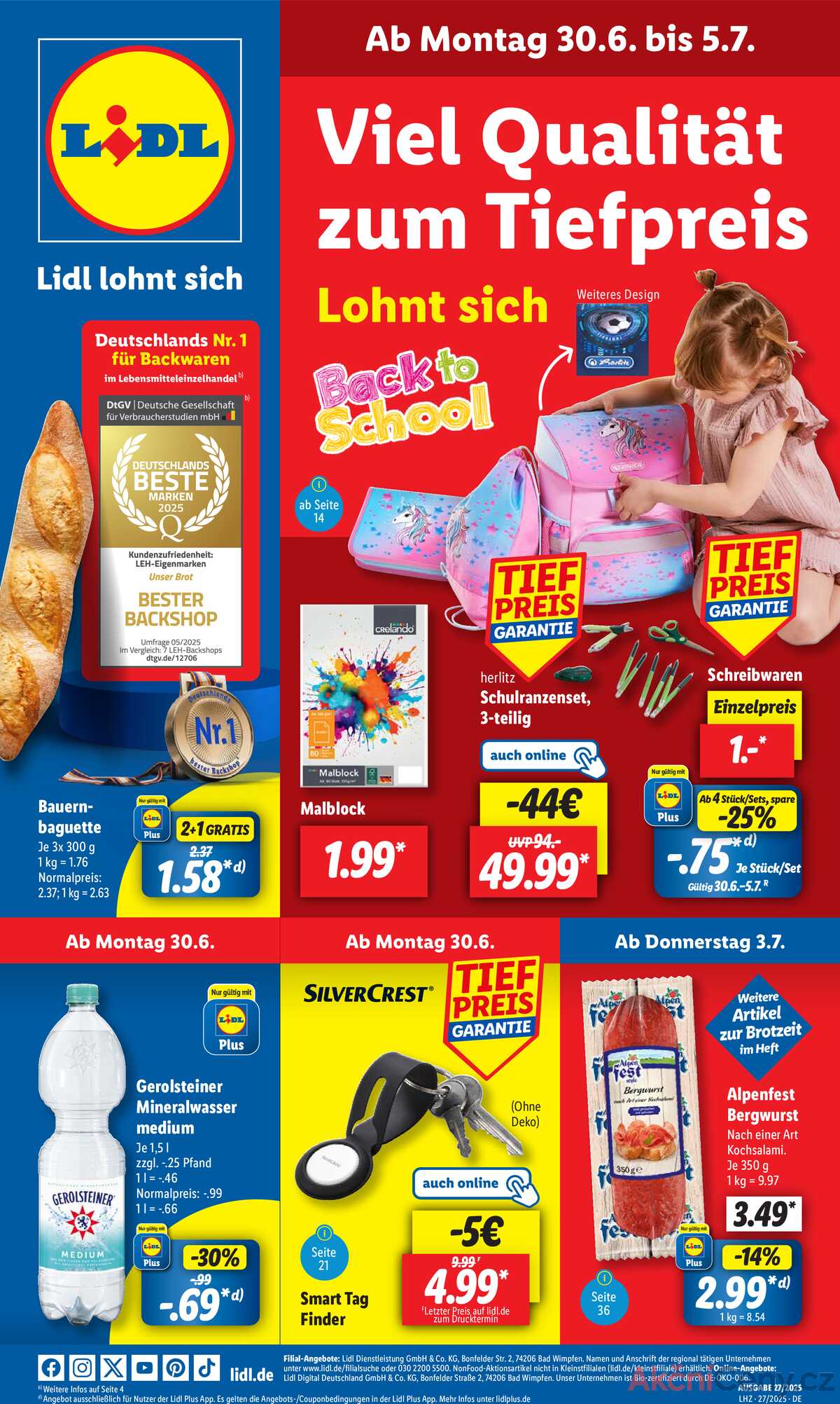 Leták Lidl Německo 30.6.-5.7.2025 strana 1
