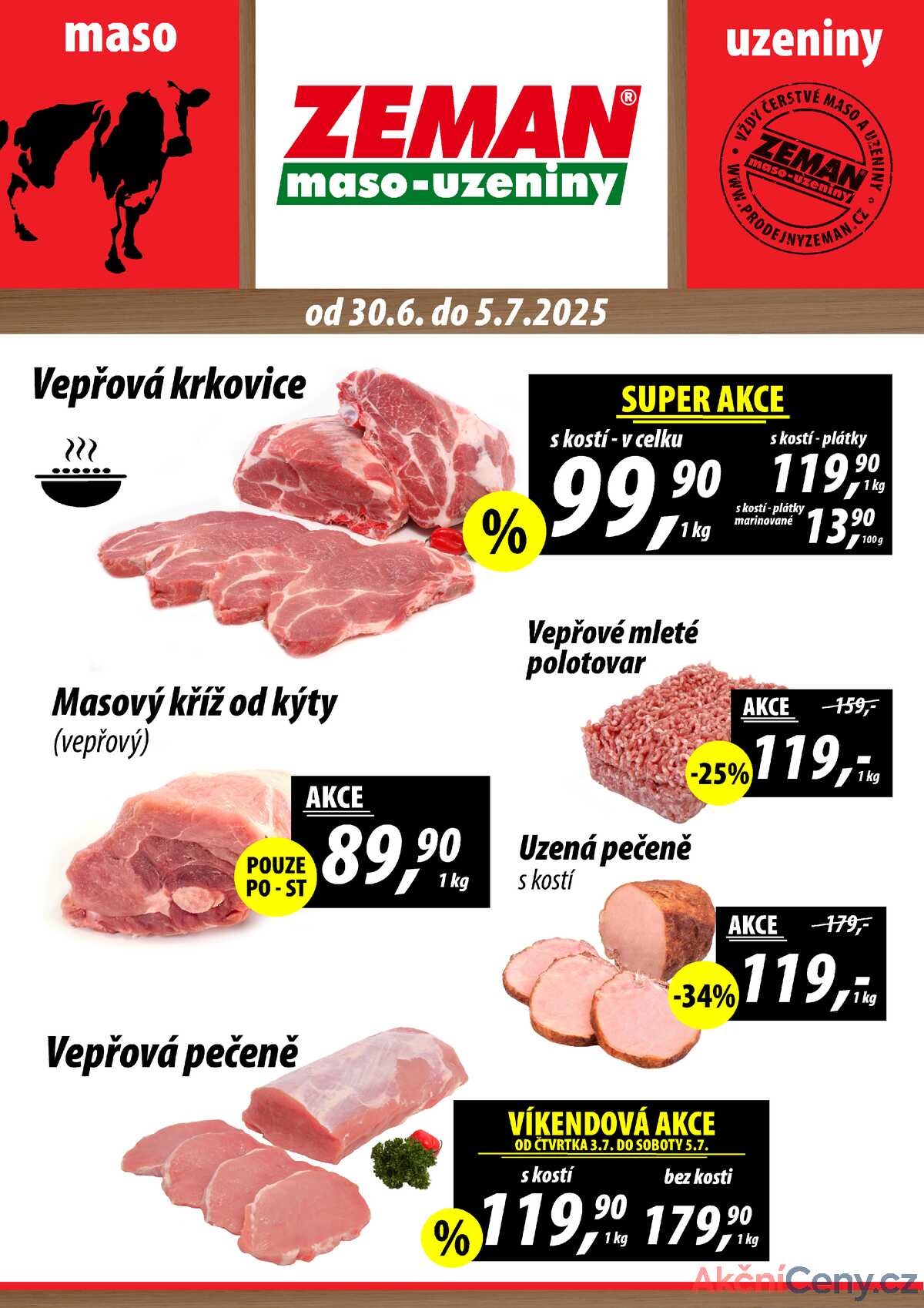 ZEMAN maso-uzeniny akční leták pro vybrané prodejny druhé skupiny od 30.6. do 5.7.2025 strana 1