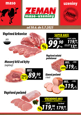 ZEMAN maso-uzeniny akční leták pro vybrané prodejny druhé skupiny od 30.6. do 5.7.2025