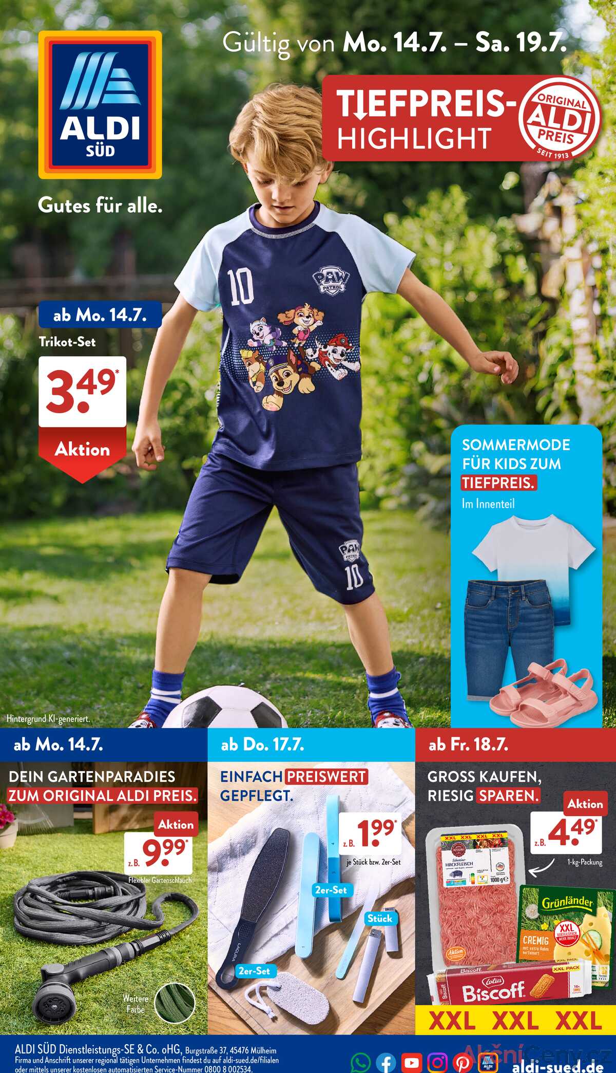 Leták ALDI SÜD Německo 14.7.-20.7.2025 strana 1