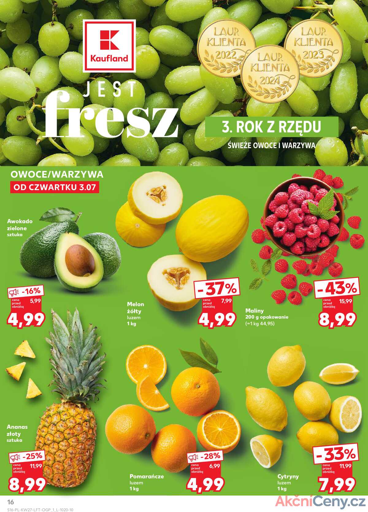 Leták Kaufland Polsko 3.7.-9.7.2025 - Noviny týdne strana 16