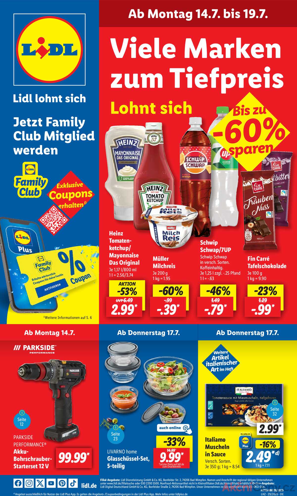 Leták Lidl Německo 14.7.-19.7.2025 strana 1