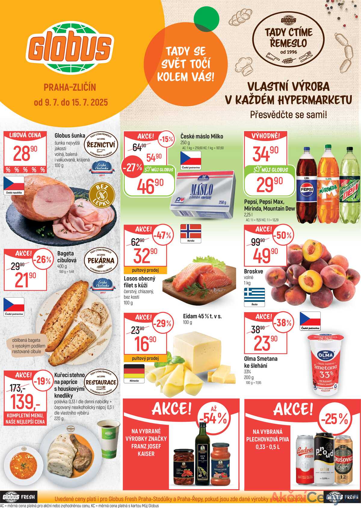 Akční leták Globus 9.7. - 15.7.2025 - Globus Praha - Zličín strana 1