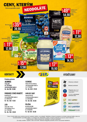 JIP Cash & Carry Jilemnice, Pardubice, Ostrava, Karlovy Vary, Olomouc a Zlín od 9.7. do 15.7.2025