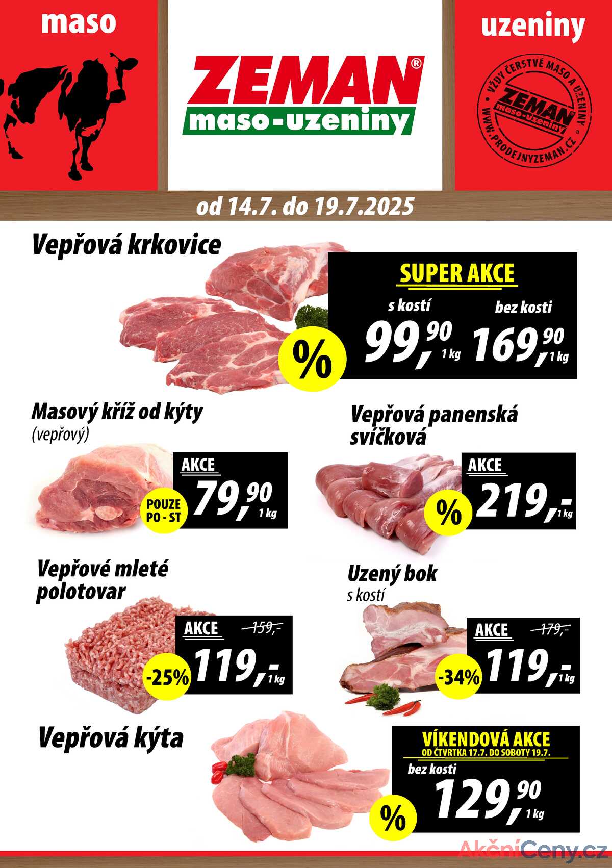 ZEMAN maso-uzeniny akční leták pro vybrané prodejny první skupiny od 14.7. do 19.7.2025 strana 1