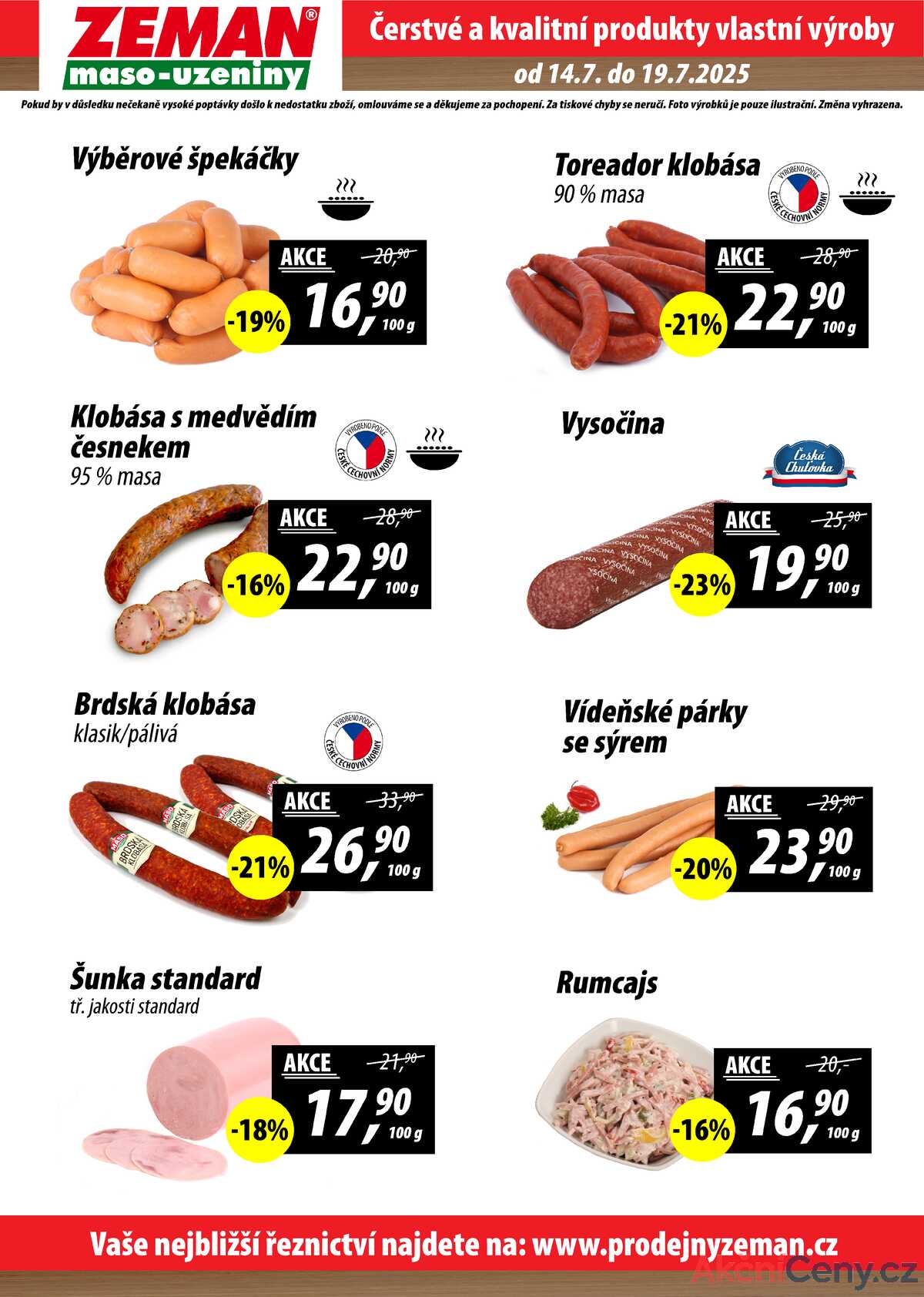 ZEMAN maso-uzeniny akční leták pro vybrané prodejny první skupiny od 14.7. do 19.7.2025 strana 2