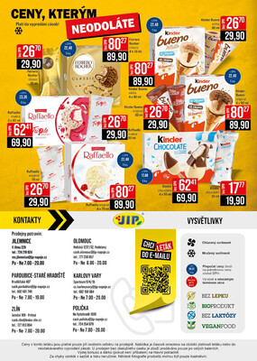 JIP Cash & Carry Jilemnice, Pardubice, Ostrava, Karlovy Vary, Olomouc a Zlín od 16.7. do 22.7.2025