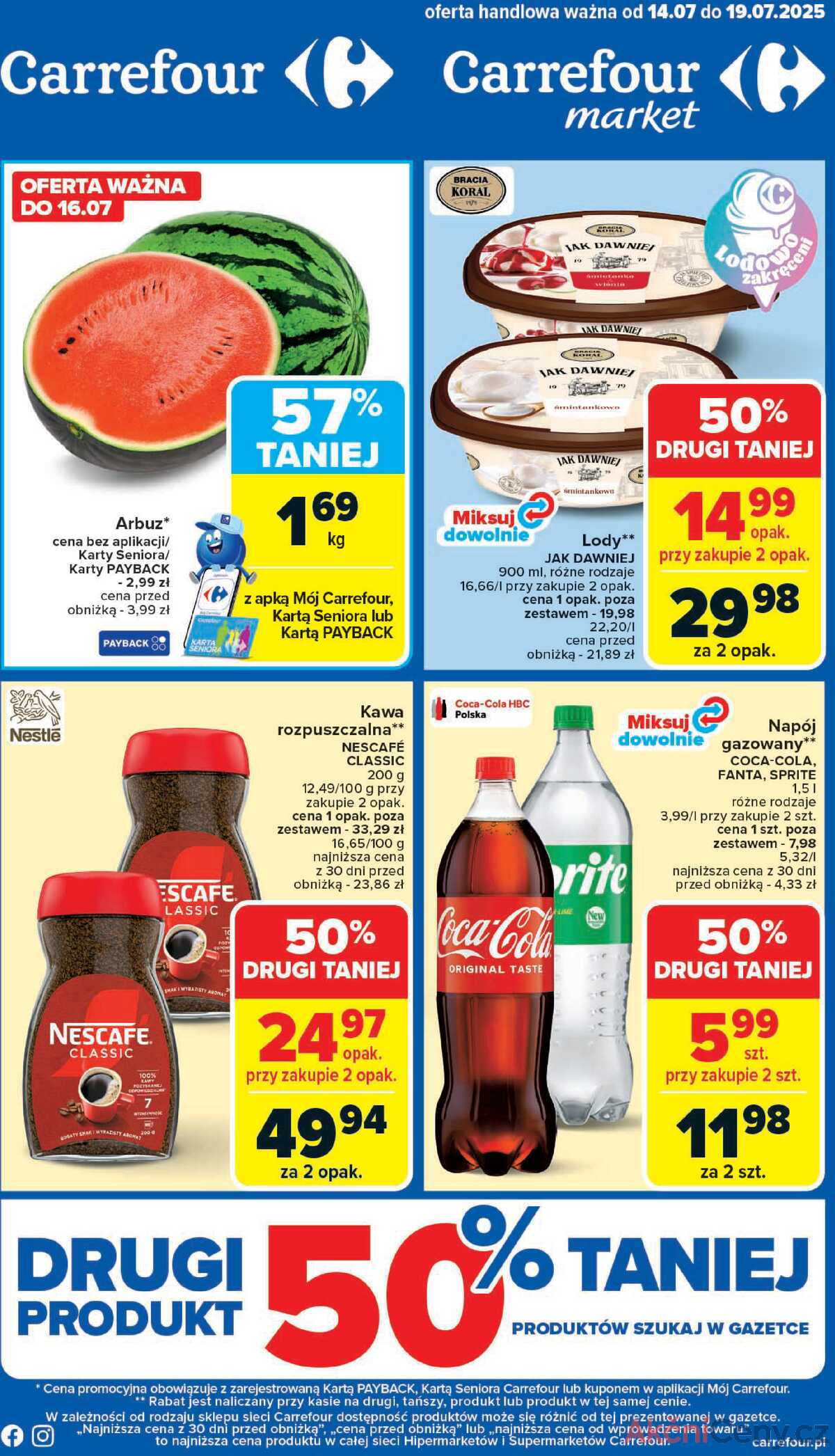 Leták Carrefour Polsko 14.7.-19.7.2025 - Trh od pondělí strana 1
