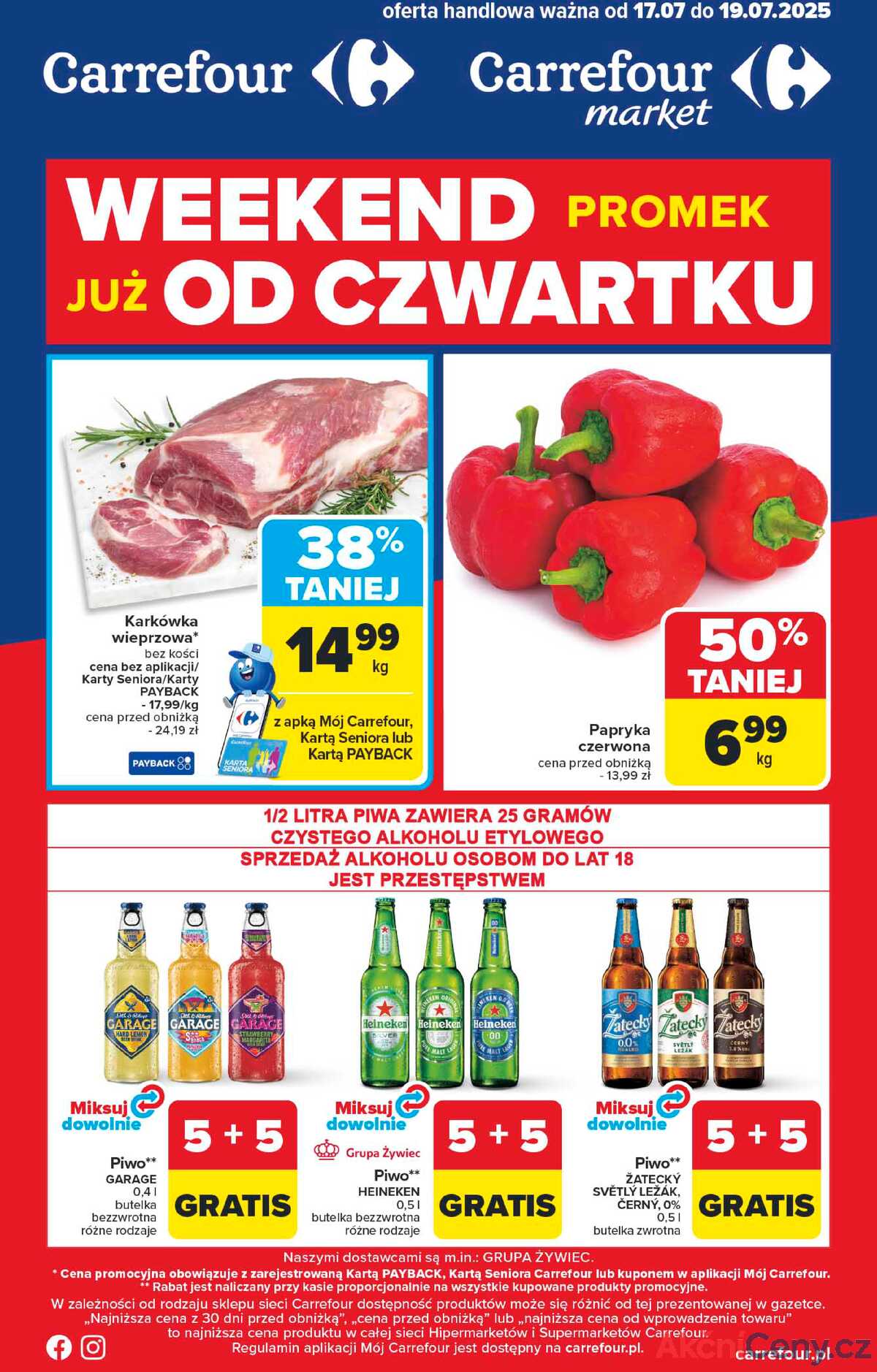 Leták Carrefour Polsko 17.7.-19.7.2025 - Víkendové promo akce od čtvrtka strana 1