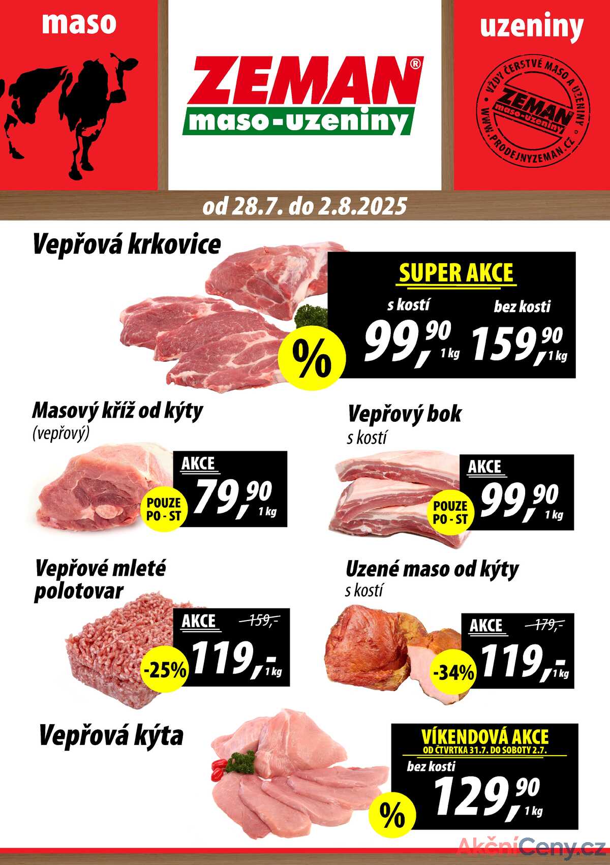 ZEMAN maso-uzeniny akční leták pro vybrané prodejny první skupiny od 28.7. do 2.8.2025 strana 1