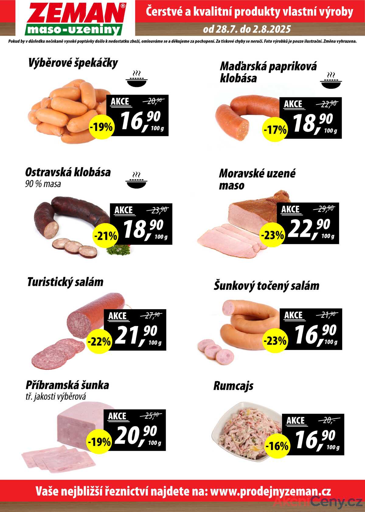 ZEMAN maso-uzeniny akční leták pro vybrané prodejny první skupiny od 28.7. do 2.8.2025 strana 2