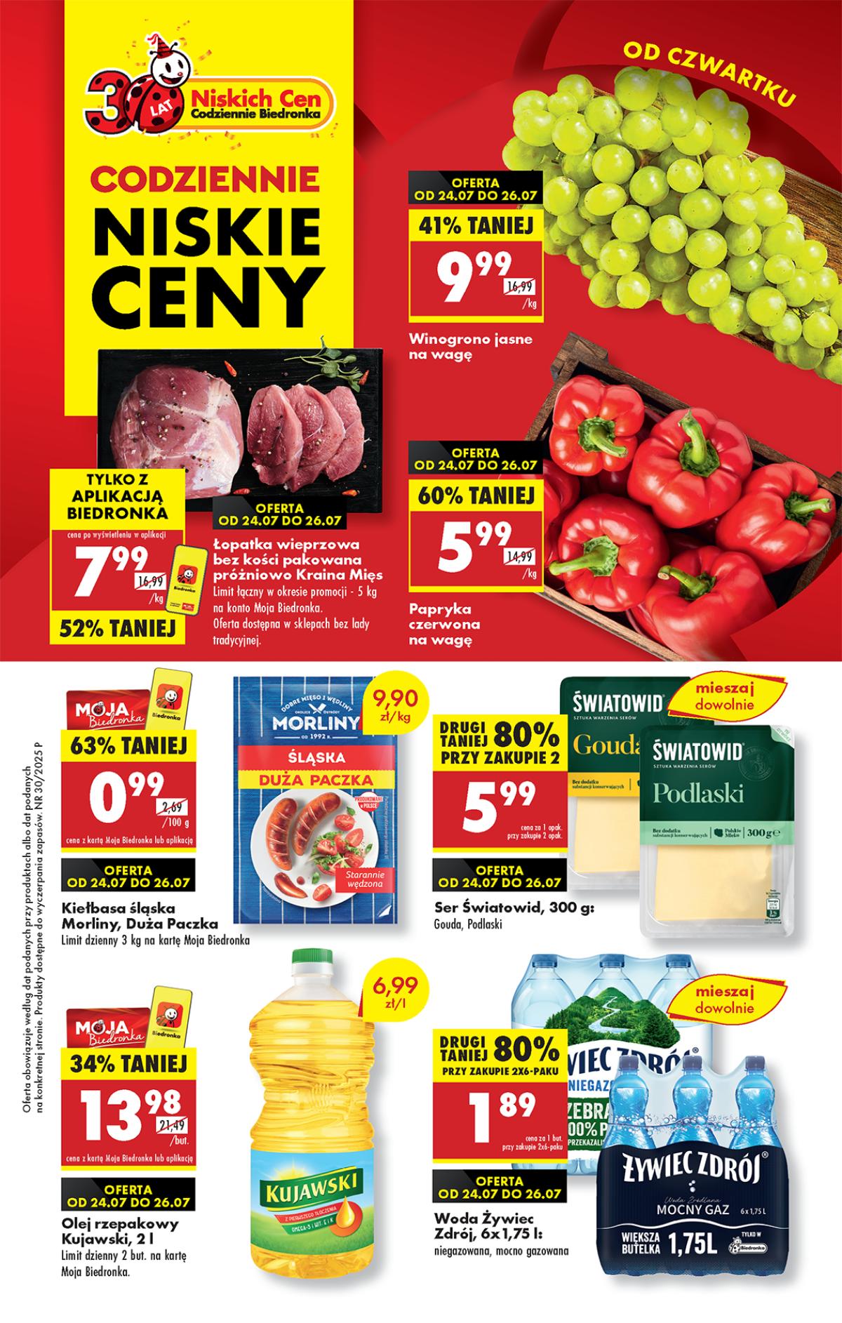 Leták Biedronka Polsko 24.7.-30.7.2025 strana 1