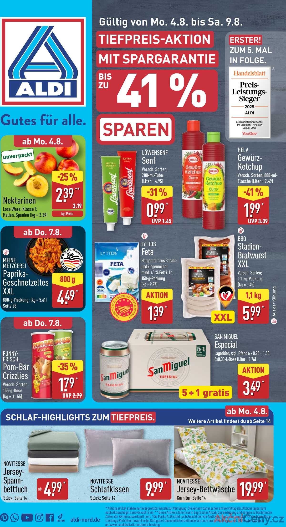 Leták ALDI Německo 4.8.-10.8.2025 strana 1