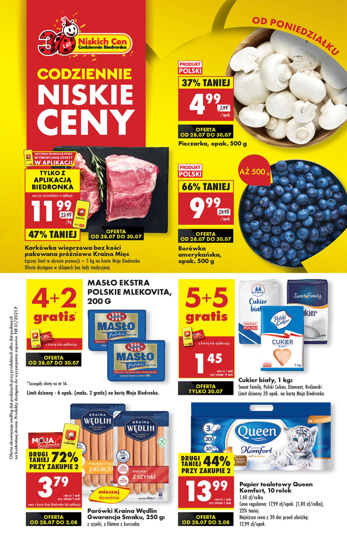 Leták Biedronka Polsko 28.7.-3.8.2025 strana 1