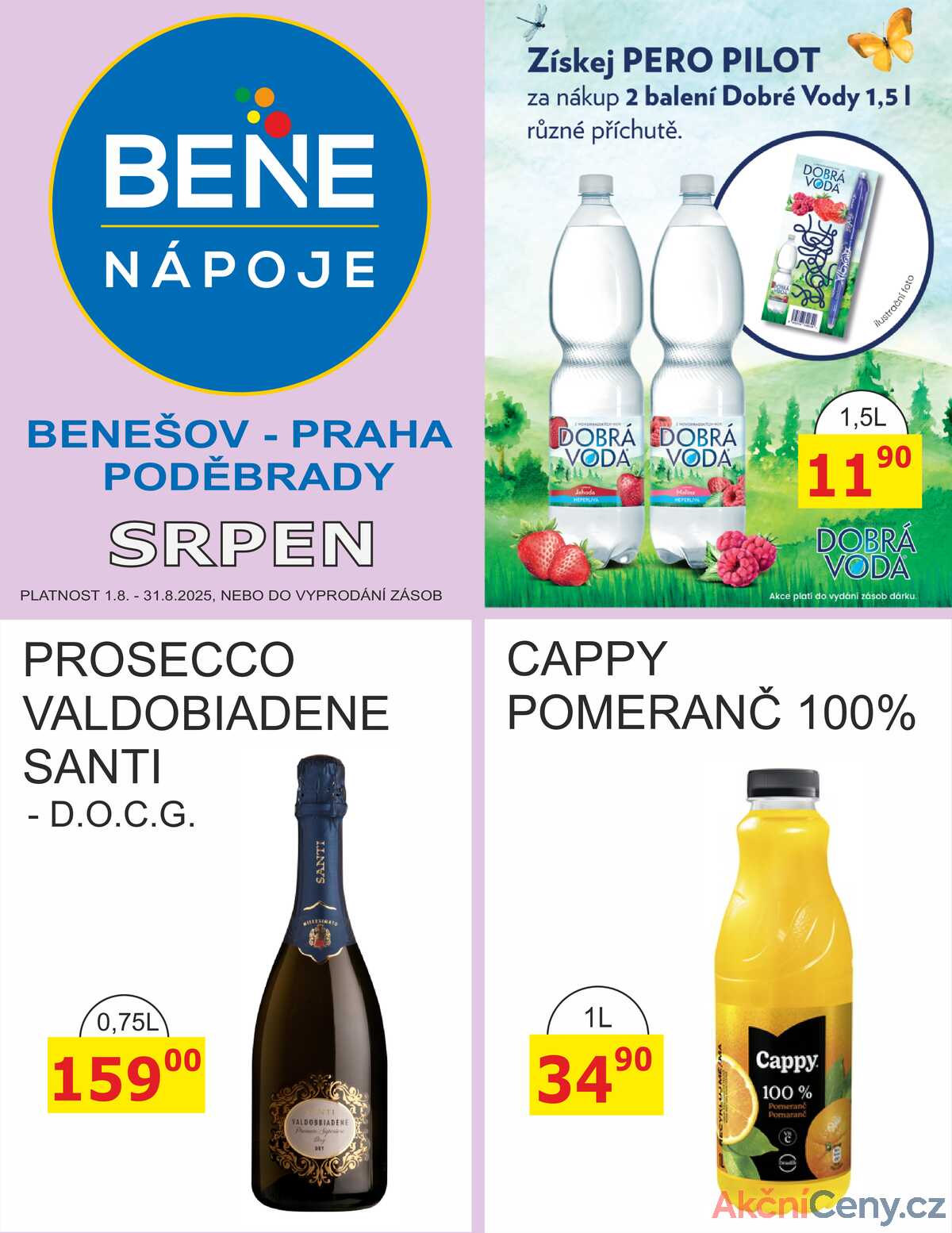 BENE Nápoje od 1.8. do 31.8.2025 strana 1