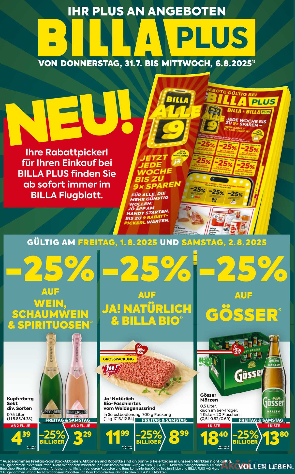 Leták BILLA Rakousko 31.7.-6.8.2025 - BILLA PLUS strana 1